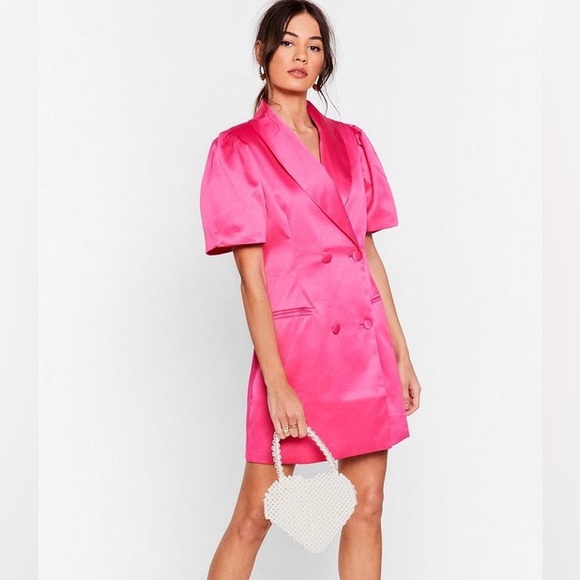 Satin Puff Sleeve Blazer Dress - Picture 4 of 6